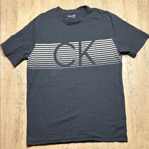 Calvin Klein Men's Black Tee with Stripes